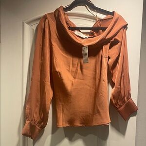 Astr Rust-Orange off one shoulder-Cowl Neck Blouse